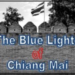 blue lights of chiang mai brick wall